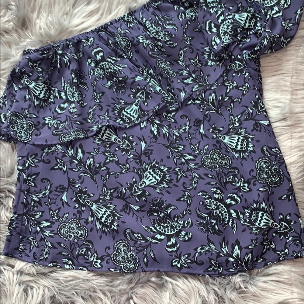 Asymmetrical single sleeve off shoulder blouse